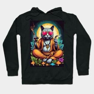 Psychedelic Techno Cat - Catsondrugs.com - cat, kitten, kitty, cats, cute, animal, pet, funny, black cat, pets, meme, pack, animals, kittens, feline Hoodie